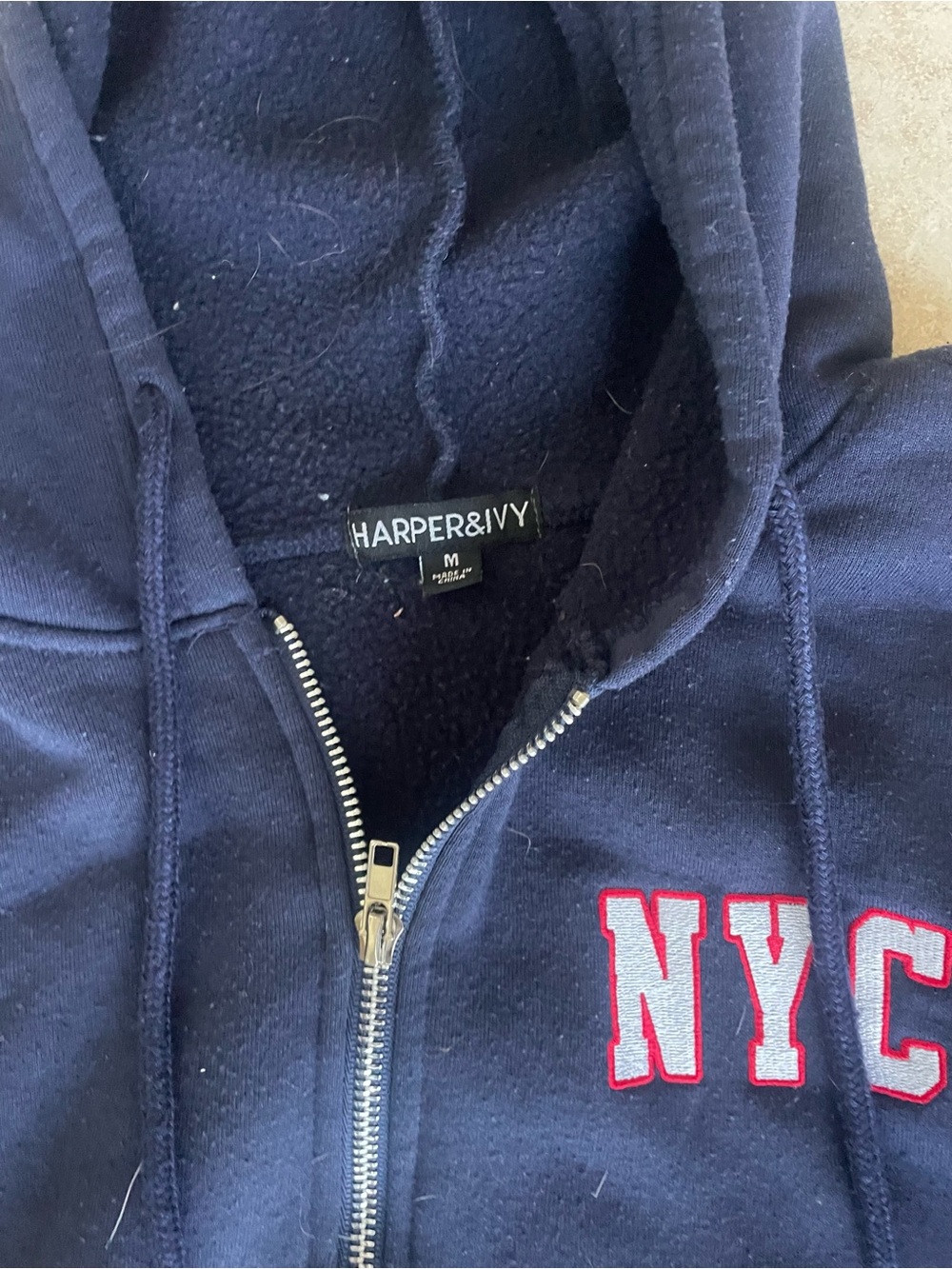 NYC Navy Full-Zip Hooded Sweatshirt - Unbranded - Picture 5 of 7